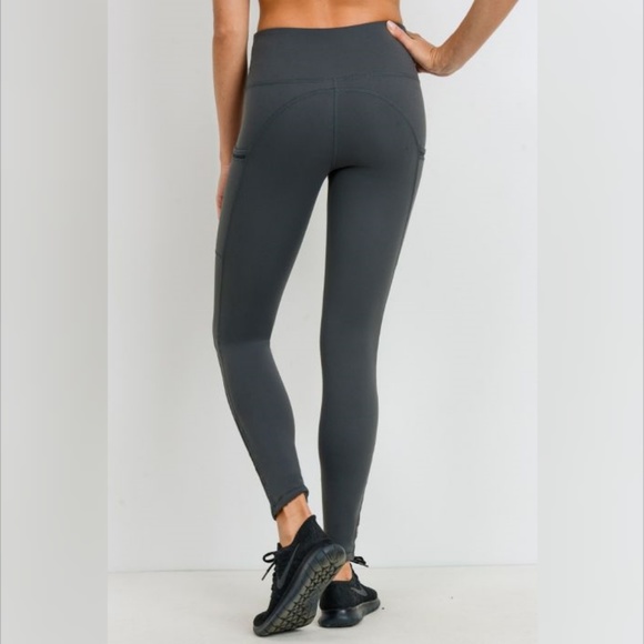Highwaist Side-Mesh & Slit Full Leggings - Kale - Picture 3 of 6